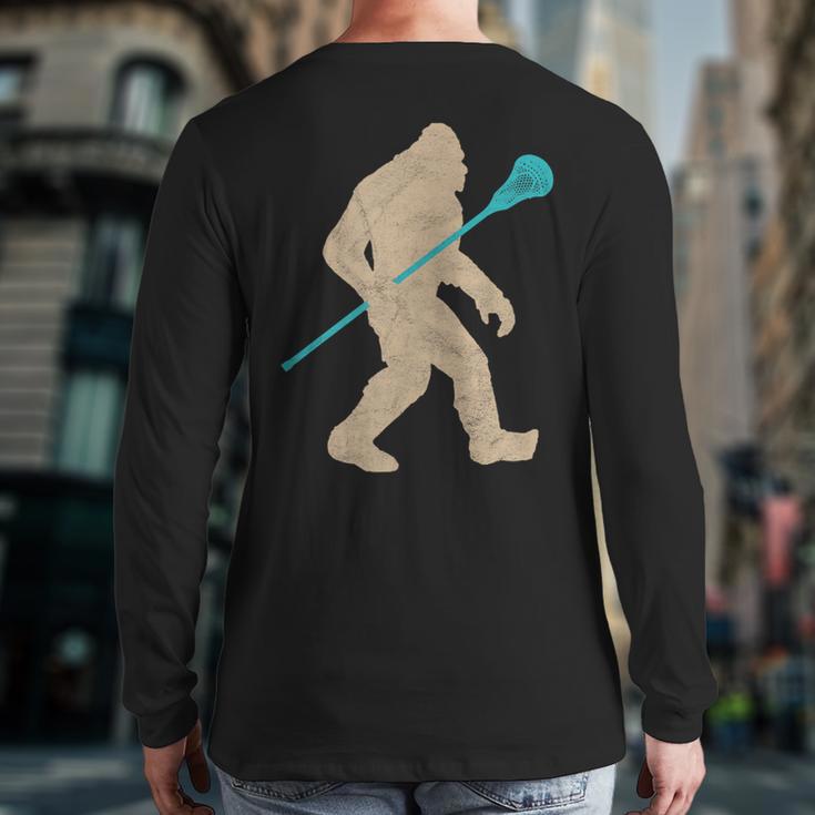 Bigfoot Lacrosse Stick Vintage Lax Back Print Long Sleeve T-shirt