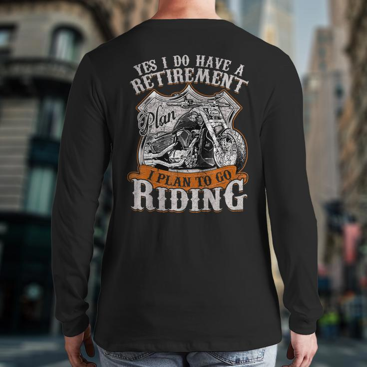 Bike Grandpa Motorcycle Rider Retirement Papa Biker Back Print Long Sleeve T-shirt