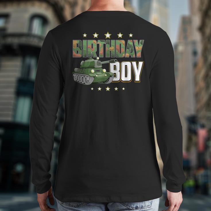 Birthday Boy Army Soldier Birthday Military Themed Camo Back Print Long Sleeve T-shirt