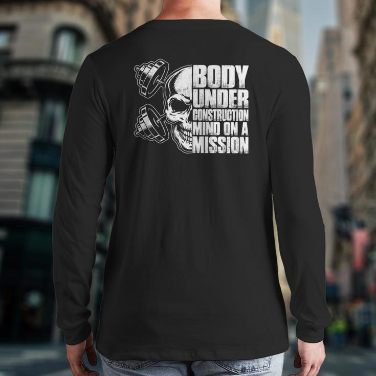 Body Under Construction Mind On A Mission Fitness Lovers Back Print Long Sleeve T-shirt