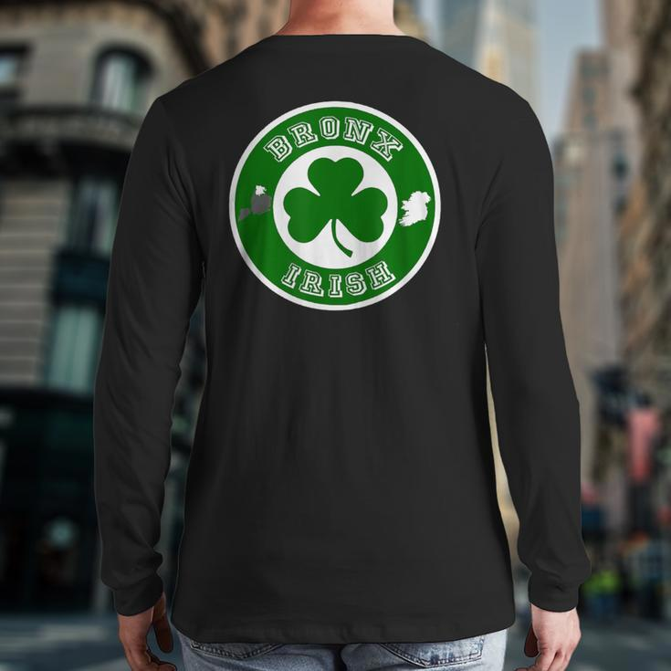 Bronx Nyc St Patrick's Paddys Day New York Irish Back Print Long Sleeve T-shirt