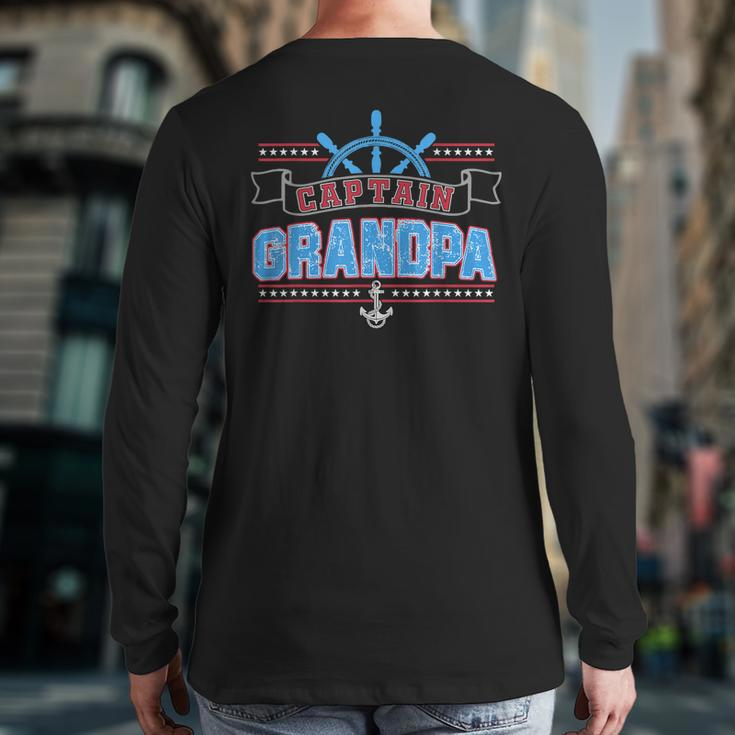 Captain Grandpa Sailor Grandfather's Back Print Long Sleeve T-shirt