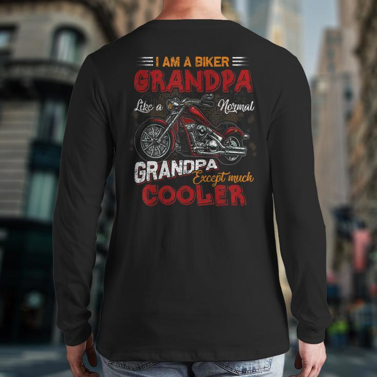 Car Bike Motorcycle Lover I Am A Cool Biker Grandpa Back Print Long Sleeve T-shirt