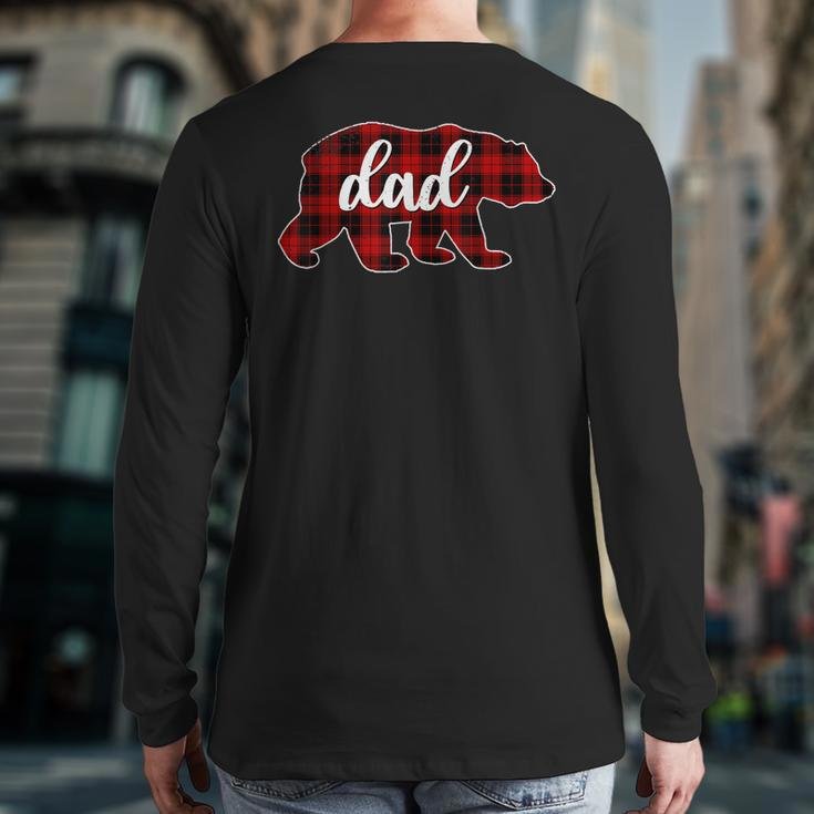 Christmas Red Plaid Dad Buffalo Matching Family Papa Pajama Back Print Long Sleeve T-shirt