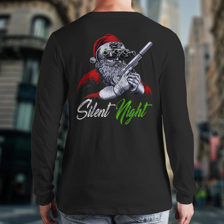 Christmas Santa Claus Guns Silent Night Santa Back Print Long Sleeve T-shirt
