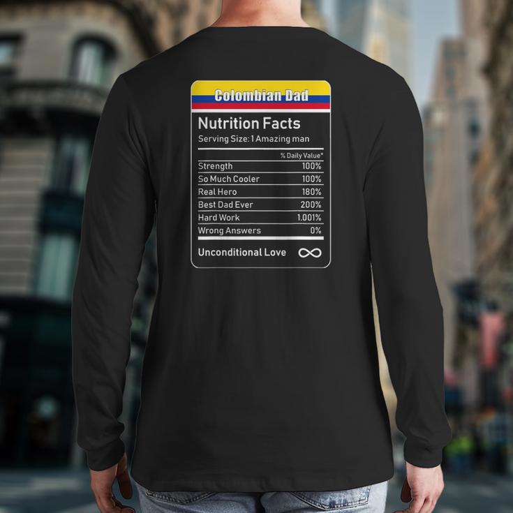 Colombian Dad Nutrition Facts Father's Back Print Long Sleeve T-shirt