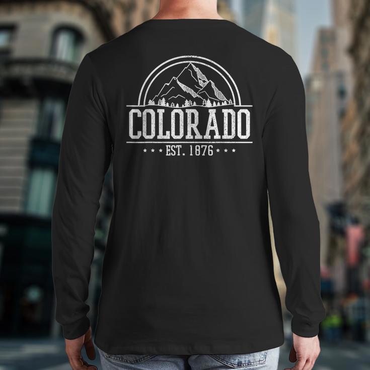 Colorado Rocky Mountains Est 1876 Hiking Outdoor Back Print Long Sleeve T-shirt