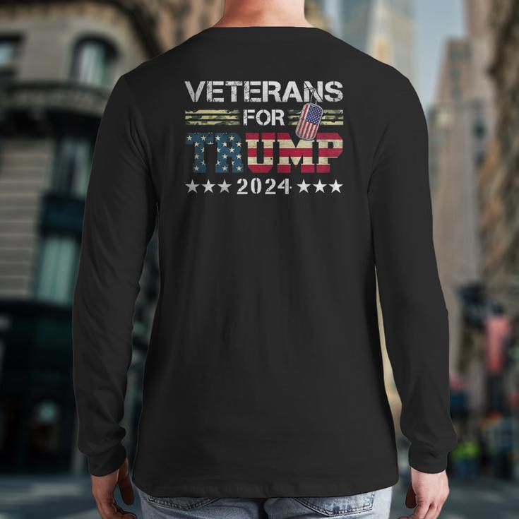 Dad Grandpa Veterans For Trump 2024 American Flag Camo Back Print Long Sleeve T-shirt
