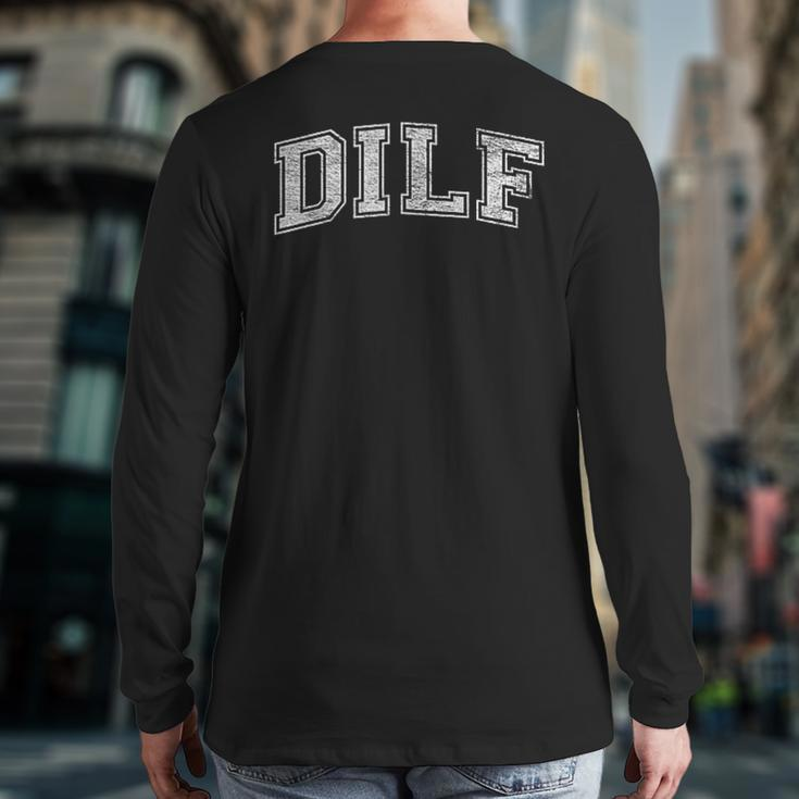 Dilf Varsity Style Dad Older More Mature Men Back Print Long Sleeve T-shirt