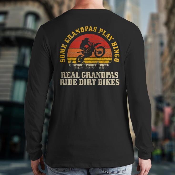 Dirt Bike Grandpa Vintage Motocross Mx Motorcycle Biker Back Print Long Sleeve T-shirt