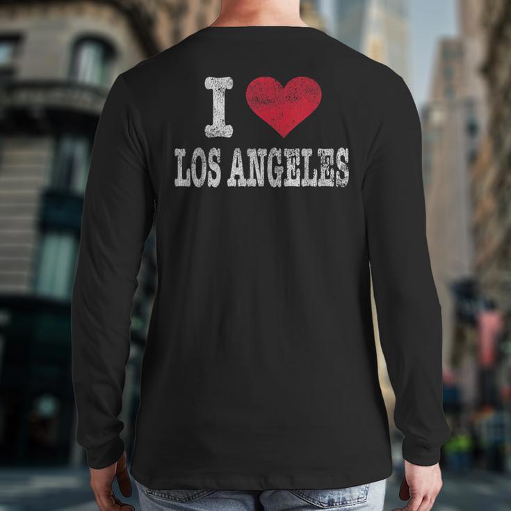 Distressed Retro I Love Los Angeles Souvenir Back Print Long Sleeve T-shirt