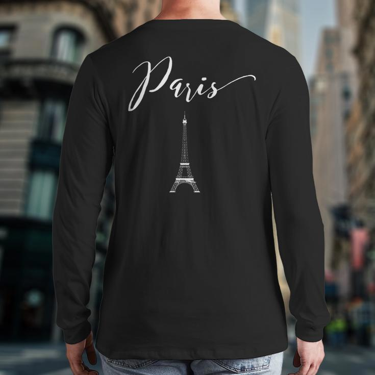Elegant Paris In Trendy Script Souvenir Back Print Long Sleeve T-shirt