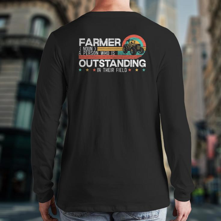 Farmer Definition Tractor Rider Farming Dad Grandpa Back Print Long Sleeve T-shirt