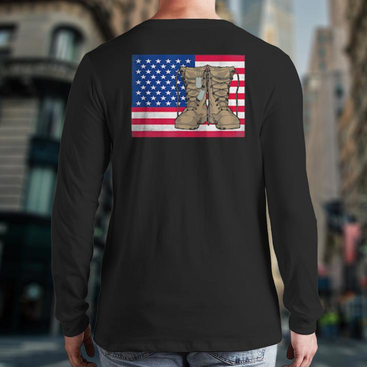 Father Veterans Day My Favorite Veteran Is My Dad Proud Son Back Print Long Sleeve T-shirt
