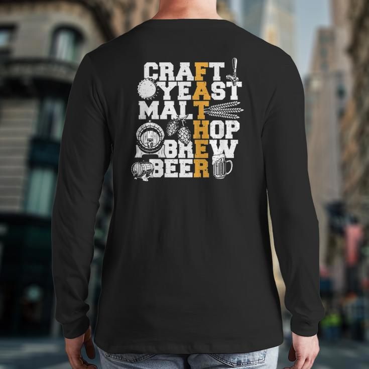 Father's Day Craft Yeast Malt Hop Brew Beer Beer Back Print Long Sleeve T-shirt