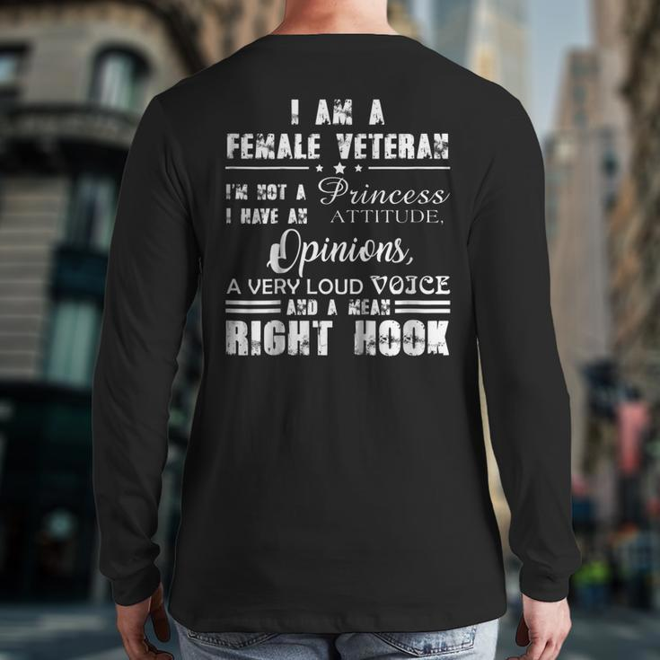 I Am A Female Veteran I'm Not A Princess Tshirt Veteran Day Back Print Long Sleeve T-shirt