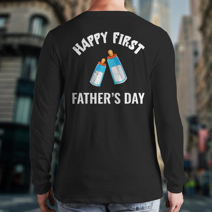 First Year Fathers Day Baby Bottles Milk Best Daddy Back Print Long Sleeve T-shirt