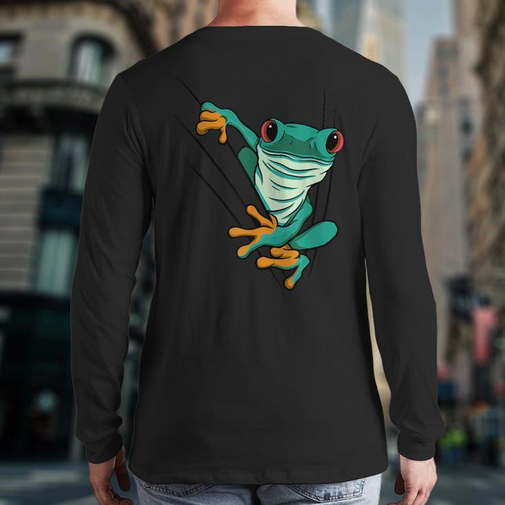 Frog Animal Motif Animal Print Frog Back Print Long Sleeve T-shirt