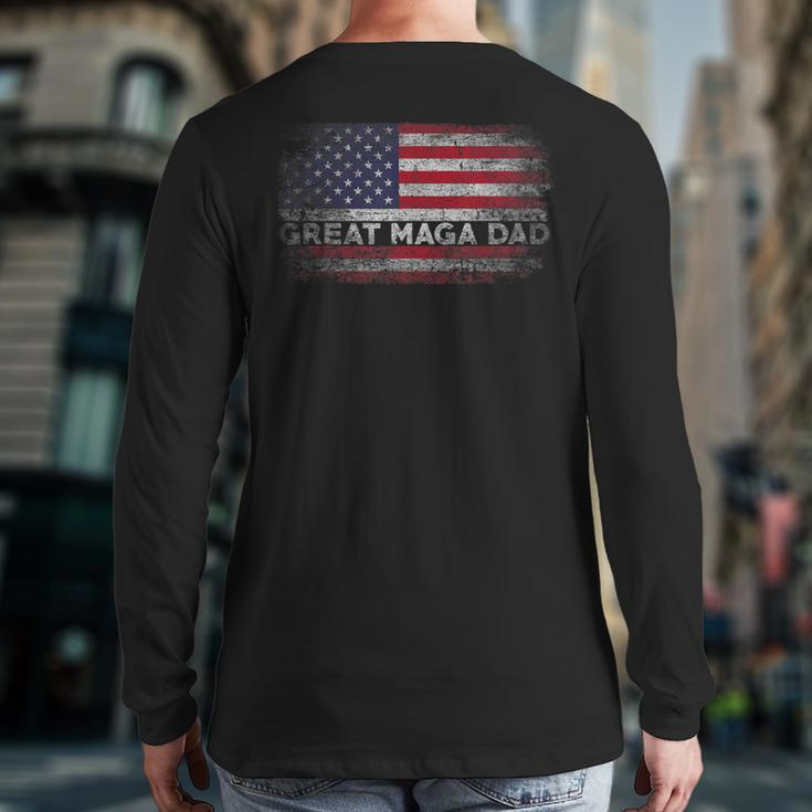 Donald Trump Father's Day Great Maga Dad Usa Flag Back Print Long Sleeve T-shirt