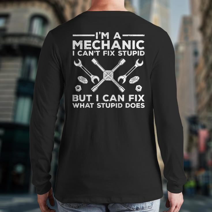 Mechanic For Men Dad Car Auto Diesel Automobile Garage Back Print Long Sleeve T-shirt