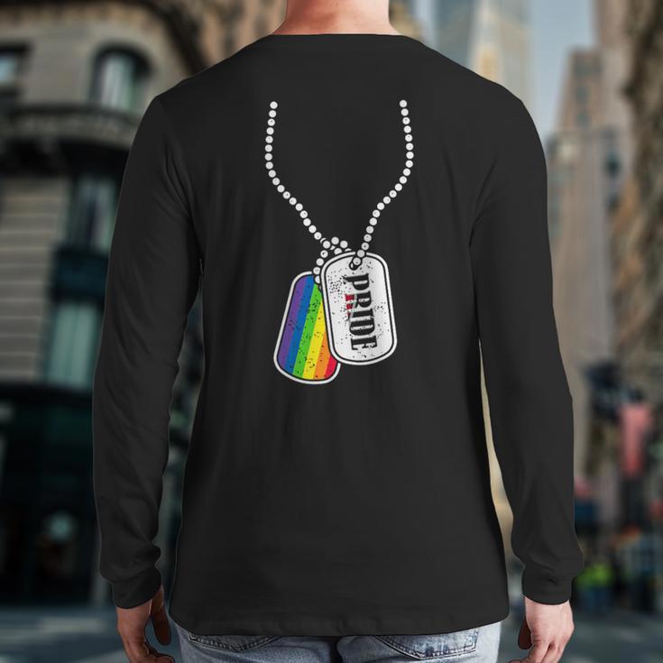 Gay Pride Flag Lgbt Military Dog Tag Back Print Long Sleeve T-shirt