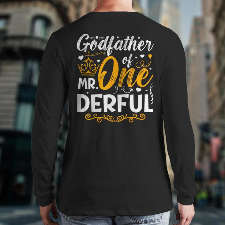 Godfather Of Mr One Derful Party Family 1St Birthday Back Print Long Sleeve T-shirt