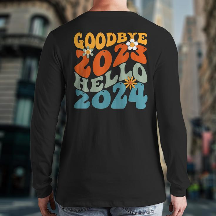 Goodbye 2023 Hello 2024 Happy New Year Back Print Long Sleeve T-shirt