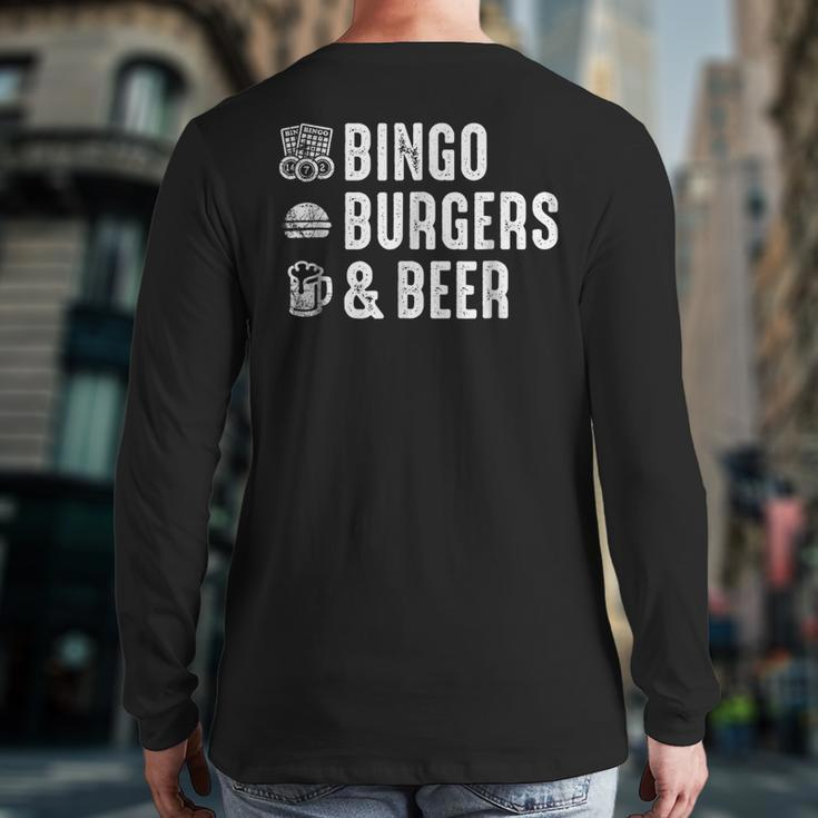 Grandpa Bingo Burgers And Beer Back Print Long Sleeve T-shirt