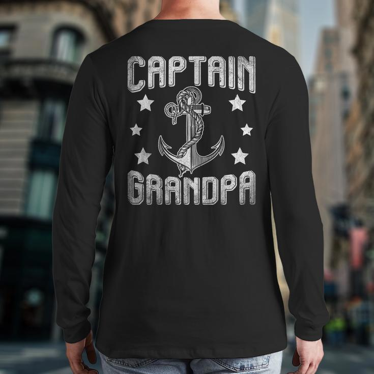 Grandpa Boating Boat Fathers Day Back Print Long Sleeve T-shirt