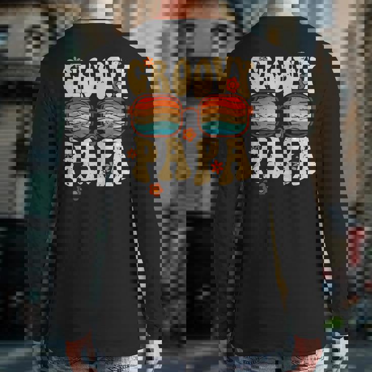 Groovy Papa 70S Aesthetic 1970'S Retro Groovy Dad Father Back Print Long Sleeve T-shirt