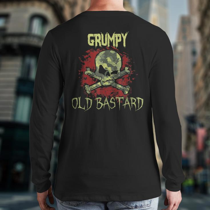 Grumpy Man Husband Grandpa Warning Grumpy Old Bastard Back Print Long Sleeve T-shirt