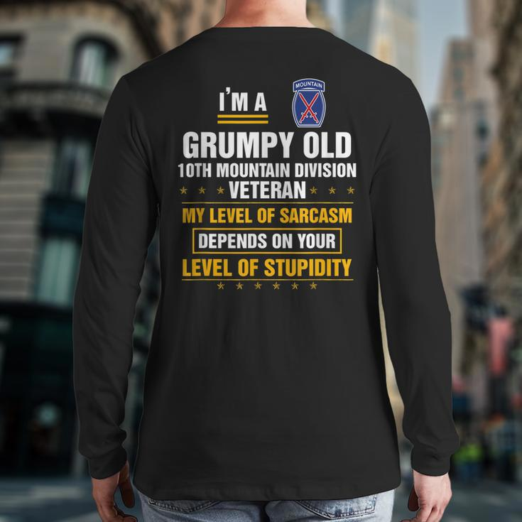 Grumpy Old 10Th Mountain Division Veteran Veterans Day Back Print Long Sleeve T-shirt