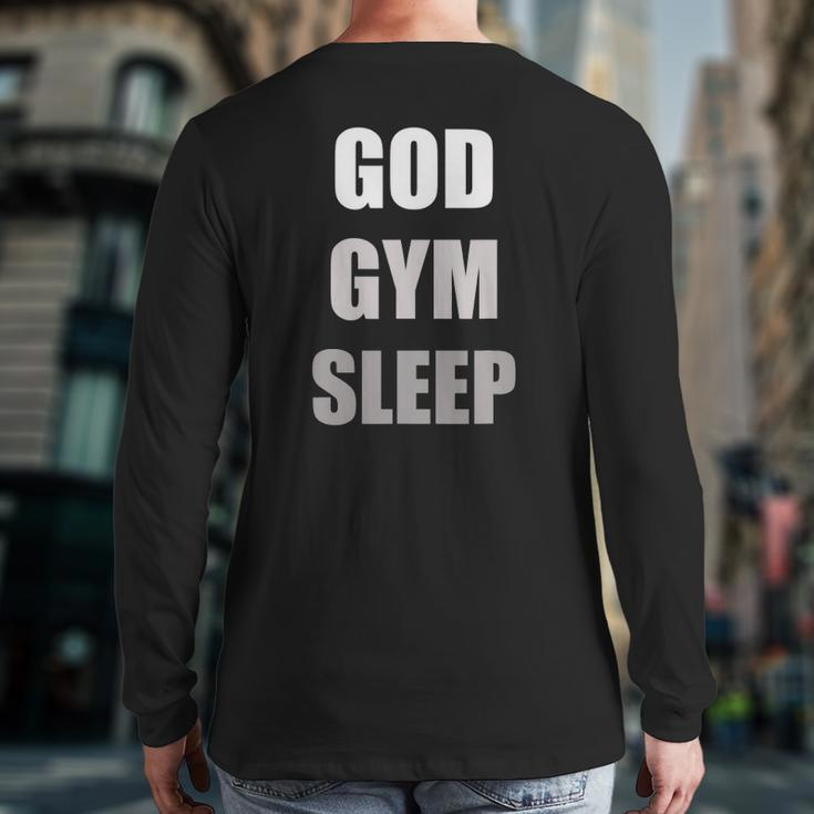 Gym Quotes God Gym Sleep Back Print Long Sleeve T-shirt