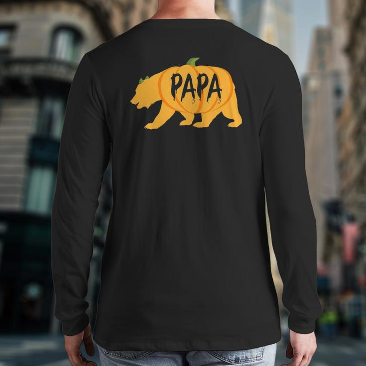 Halloween Papa Bear Pumpkin Father's Back Print Long Sleeve T-shirt