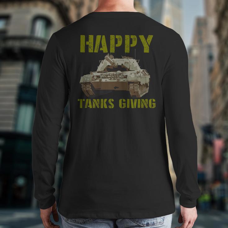 Happy Tanksgiving Military Tank Thanksgiving Back Print Long Sleeve T-shirt