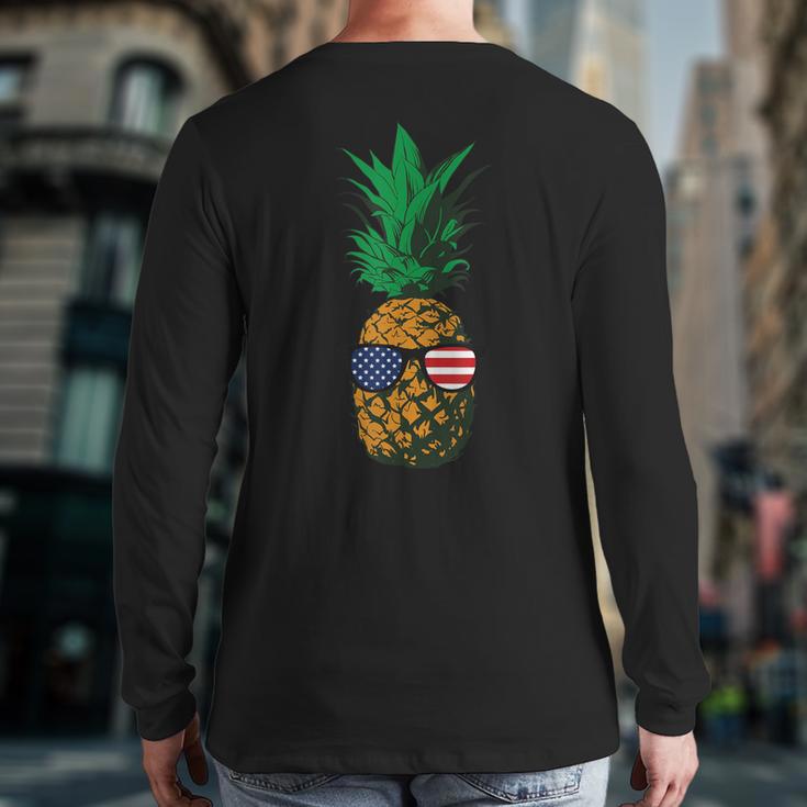 Hawaiian Pineapple American Flag Sunglasses 4Th Of July Back Print Long Sleeve T-shirt