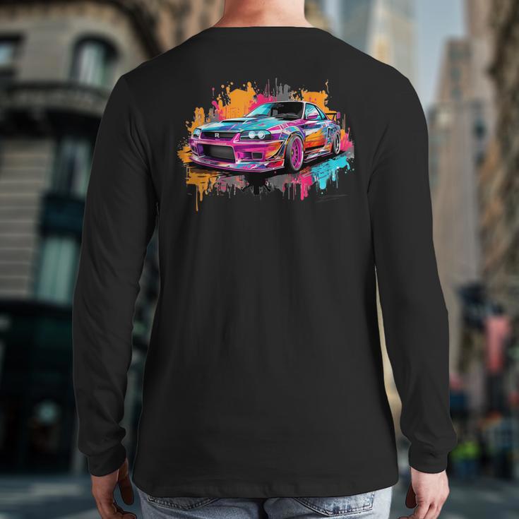 Jdm Car Tuning Japanese Domestic Market Automotiv Drifting Back Print Long Sleeve T-shirt