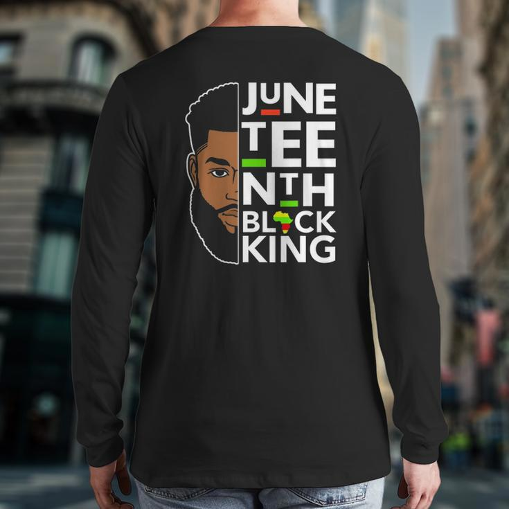 Juneteenth King Melanin Father Dad Men Son Brothers Boys Back Print Long Sleeve T-shirt