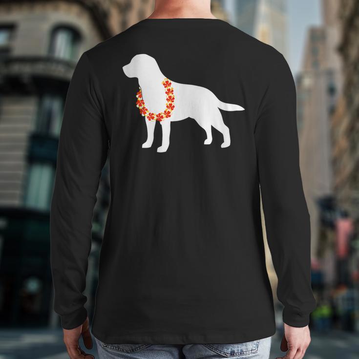 Labrador Retriever Aloha Hawaiian Lei Dog Back Print Long Sleeve T-shirt