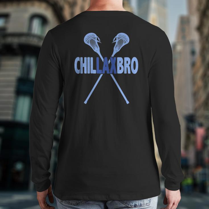 Lacrosse Player Love Lax Bro Men Boys Kids Dad Coach Back Print Long Sleeve T-shirt