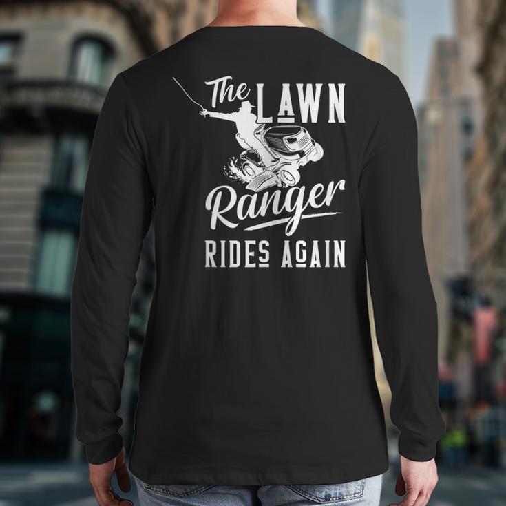 The Lawn Ranger Rides Again Lawn Tractor Mowing Back Print Long Sleeve T-shirt