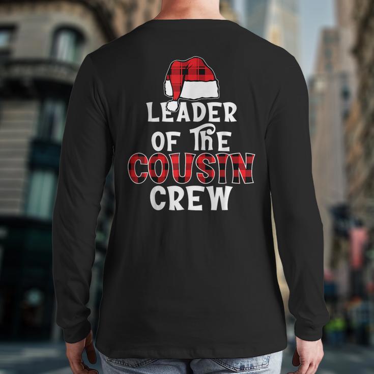 Leader Of The Cousin Crew Pajamas Xmas Buffalo Plaid Back Print Long Sleeve T-shirt