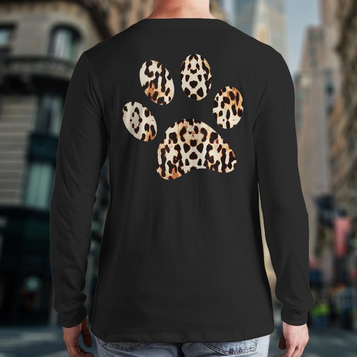 Leopard Cheetah Paw Print Back Print Long Sleeve T-shirt