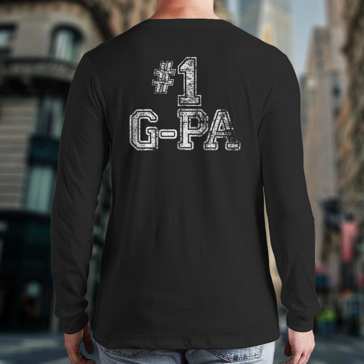 Mens 1 G-Pa Number One Father's Day Tee Back Print Long Sleeve T-shirt