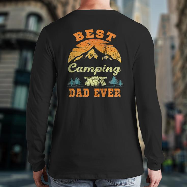 Mens Best Camping Dad Ever Camper Father Vintage Back Print Long Sleeve T-shirt