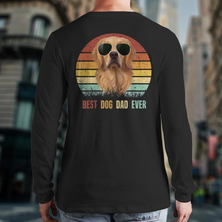 Mens Best Dog Dad Ever Golden Retriever Tshirt Father's Day Back Print Long Sleeve T-shirt