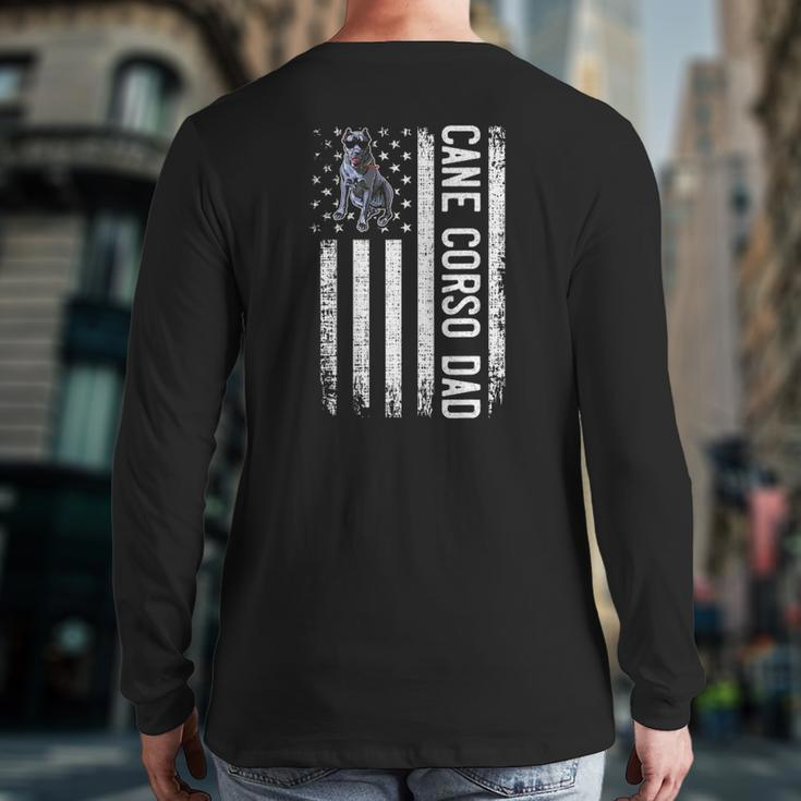 Mens Cane Corso Dad American Flag Mastiff Back Print Long Sleeve T-shirt