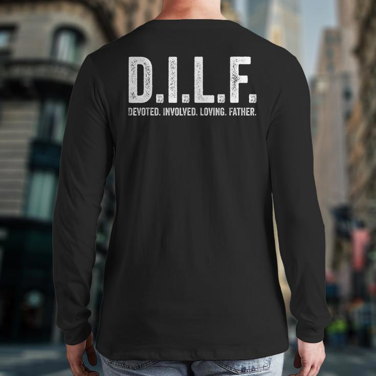 Mens Dilf Men Fathers Day For Dad Back Print Long Sleeve T-shirt