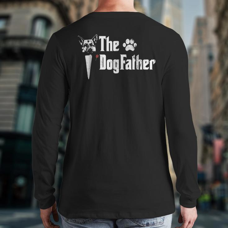 Mens The Dogfather German Shepherd Dog Dad Tshirt Father's Day Back Print Long Sleeve T-shirt