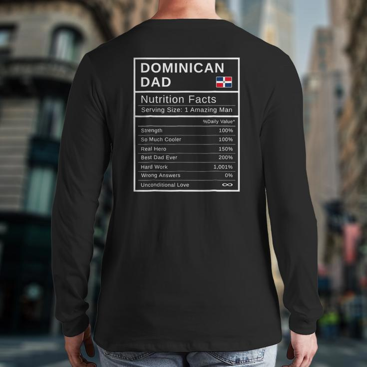 Mens Dominican Dad Nutrition Facts Father's Day Hero Back Print Long Sleeve T-shirt